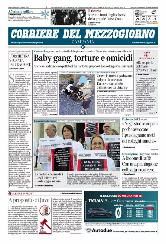 Prima-pagina-corriere del mezzogiorno-del-2024-09-17